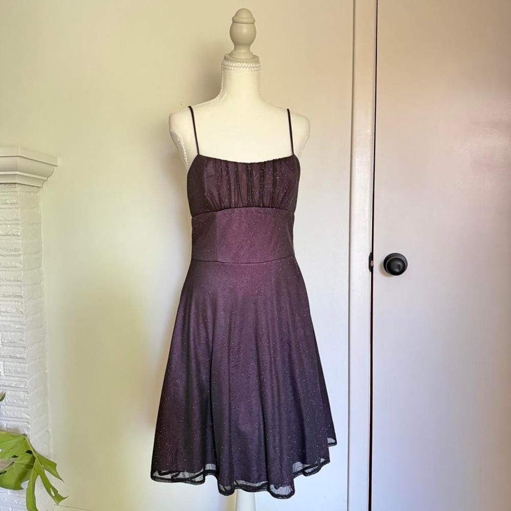 Masquerade Purple Shimmer Y2K Mini Dress